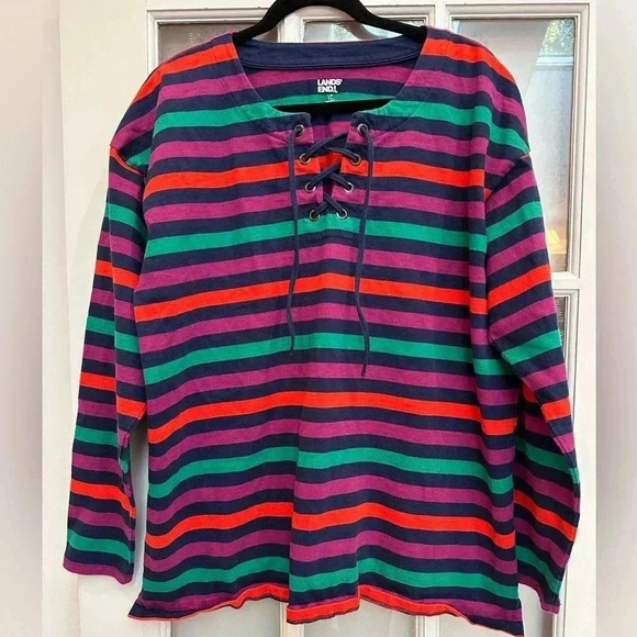 Lands' End Tops - Lands' End Stripe Heavyweight Cotton Jersey Tunic Women's Size Large Petite LP